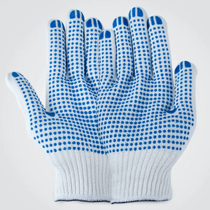 Gants tricotés en polyester de calibre 13 à usage industriel Gants à pois en PVC d'un seul côté Gants confortables en coton doux pour le travail XL Food - Product Image 4