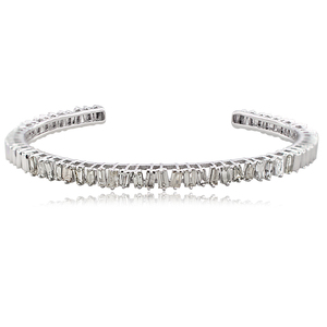 Bracelet en or massif 14kt Baguette diamant fait à la main, Bracelet 55 MM femme, vêtements de fête, vente en gros, bijoux - Product Image 5