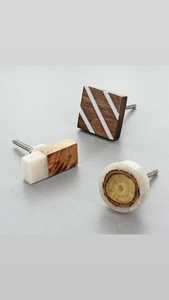 งานหัตถกรรมอินเดีย3D ทำจากไม้เรซินลูกบิดสี่เหลี่ยมร่วมกันดูเป็นธรรมชาติสำหรับลิ้นชักในห้องครัวที่ดึงเฟอร์นิเจอร์จับของขวัญทางธุรกิจ - Product Image 6