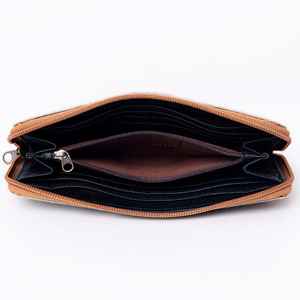 Fait à la main Vintage Lady Wallet Style Bohème véritable peau de vache vieilli en cuir gland simple sangle fermeture à glissière fentes pour cartes de paiement - Product Image 2