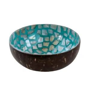 Cuenco de cáscara de coco azul con incrustaciones de conchas marinas al por mayor de Vietnam - Product Image 2