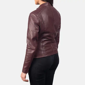 Women's Fitted Leather Jacket with Satin and Premium <b>Genuine</b> Leather Slim-Fit Design Cotton Filling for Modern Look - Product Image 4