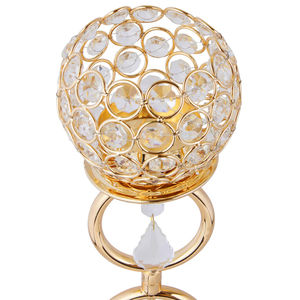 Bougeoir votif de luxe en cristal et métal de forme ronde, idéal pour les mariages, les événements, support décoratif, parfait pour la décoration intérieure - Product Image 3