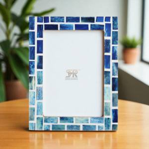 Handmade Creative Blue Bone Inlay for <b>Photo</b> <b>Frame</b> Wall/Tabletop Mount Option Customizable Home Office Decor Gift Use - Product Image 1