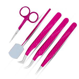 Ensemble d'outils de beauté personnalisables avec pince à épiler argentée pointue Miroir Boîtier en acier inoxydable Pochette en PVC Logo personnalisable Faux cils - Product Image 3