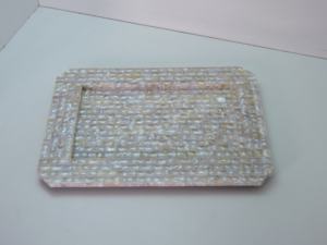 Diseño único Resina y Metal Forma Rectangular Color azul y blanco Bandeja para servir Fiesta de cumpleaños Utensilios de cocina Mesa Decorar Usado - Product Image 6