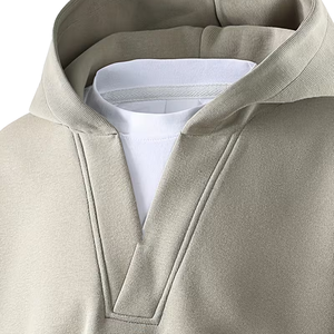 2026 New Arrival <b>Men's</b> Hooded 100% Cotton Breathable Wholesale Price Pullover Fashion V Neck <b>Men</b> <b>Hoodie</b> For Sale - Product Image 3