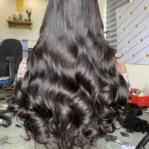 Extensions de cheveux humains vierges Remy de haute qualité 100% sans enchevêtrement sans hangar Vietnames Style ondulé - Product Image 1