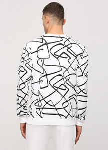 Sudadera con capucha y sudadera unisex para hombre Patrón de estampado de cuello redondo de rizo francés personalizado de invierno en negro para hombres altos - Product Image 3