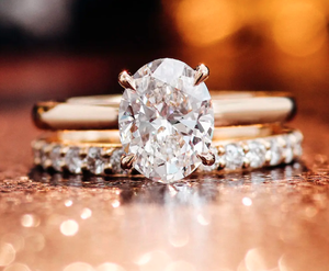 ชุดแหวนเพชรเม็ดเล็กแบบดั้งเดิม Vvs1สีขาวและสีทองชุดแหวนแต่งงาน - Product Image 2