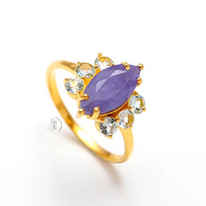 2024 naturel Unique pierre bijoux argent 925 violet Tanzanite Marquise coupe semi-précieuse pierres précieuses anneaux pour la vente en gros - Product Image 2
