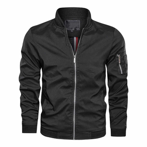 Chaqueta de Bombardero a prueba de viento de otoño para hombre con técnicas bordadas de logotipo personalizado Abrigo informal de manga larga con cuello redondo - Product Image 5