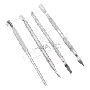 Empujadores de cutículas de acero inoxidable Juego de empujadores de cutículas de doble extremo Juego de herramientas limpiadoras de uñas ecológicas Espátula para quitar cutículas - Product Image 1