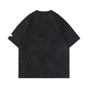 T-shirts d'été en coton strass col en O Street Wear Hip Hop T-shirt manches courtes Loose Men Casual Knitted Fashion T-shirts - Product Image 4
