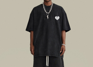 Camiseta gruesa de algodón para hombre, estilo oversize, con cuello redondo y hombros descubiertos. - Product Image 2