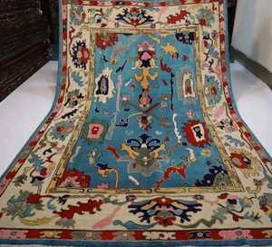 Alfombra Oushak tradicional Vintage de diseño turco contemporáneo, juego de 10x14, 12x15, lana anudada azul alta para sala de estar, algodón - Product Image 5