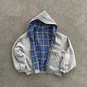 Sweat à capuche baggy réversible à fermeture éclair, tissu double face 100% coton écologique 3D, style streetwear QUICKSHOW, couleur contrastée - Product Image 3