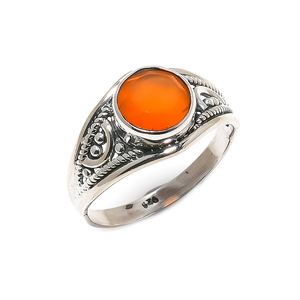 Wholesale 925 Solid Sterling Silver Wedding Engagement <b>Rings</b> Orange Carnelian Gemstone Direct Factory OEM <b>Indian</b> Supplier - Product Image 2