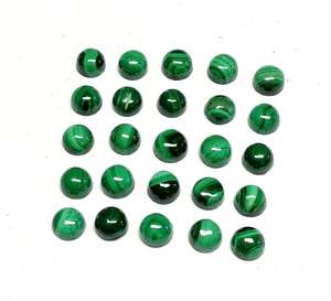 Pierres précieuses en malachite verte naturelle de 4 mm, lisses, cabochon, qualité AAA, pierres semi-précieuses calibrées, fabrication de bijoux, couleur IGI - Product Image 5
