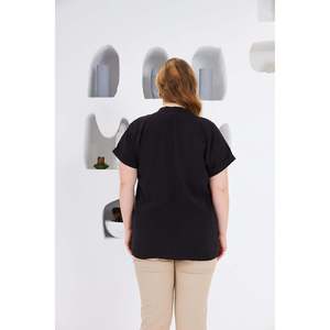 Blusa Tejida con Cuello Mandarín Negra para Mujer, Talla Grande, Mezcla de Rayón y Poliéster, para Uso Diario en Primavera y Verano, Marca RMG - Product Image 5