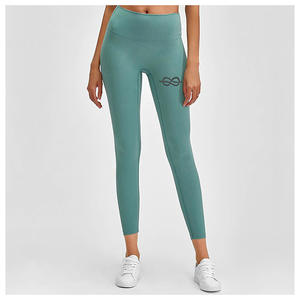 2024 nuevo diseño de cintura alta gimnasio Yoga pantalones hechos a medida OEM Fitness Leggings patrón sólido entrenamiento Legging para mujeres - Product Image 3