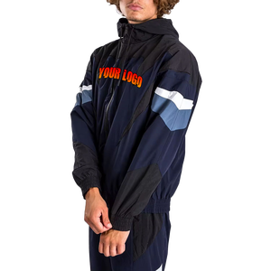 Survêtement en nylon à la mode, design personnalisé, ensemble veste et pantalon coupe-vent unisexe avec blocage des couleurs, survêtements en polyester pour la salle de sport - Product Image 4