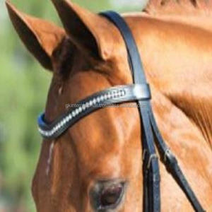 Banda de cejas de caballo de cuero genuino negro hecha a mano duradera para brida en mazorca completa con cristales transparentes de diseñador Bling - Product Image 6