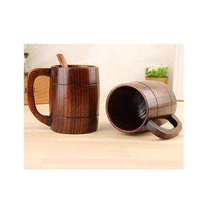 Juego creativo de tazas de madera con diseño floral vintage ecológico con tapa Taza artesanal para bebidas frías personalizada por Crescent Crafts - Product Image 4
