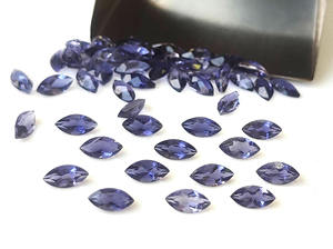 พลอยไอโอไลต์ธรรมชาติทรงมาร์คีส์เจียระไนแบบเหลี่ยม ขนาด 2x4มม.-6x12มม. สีฟ้ามีประกายเปลี่ยนสี สำหรับทำเครื่องประดับ ขายส่ง - Product Image 3