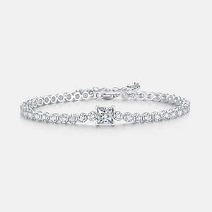 Gran oferta, pulsera de tenis de diamante de moissanita cuadrada de 1 quilate, pulsera clásica de eslabones de plata personalizada para mujer - Product Image 1