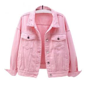 Chaqueta vaquera OEM 2024 para mujer, abrigo informal abotonado de otoño, chaqueta vaquera de gran tamaño para ropa de mujer, Chaquetas vaqueras con bolsillos - Product Image 1