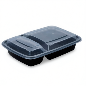 Boîte à lunch rectangulaire en PP à 2 compartiments de 32 oz, récipient alimentaire portable 2-en-1 - Product Image 2