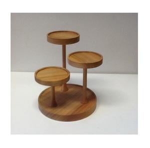 ขาตั้งเค้กไม้ 2 ชั้น สำหรับตกแต่งโต๊ะอาหาร ผลิตโดยผู้ผลิตขาตั้งเค้กไม้ดีไซน์ทำมือจากไม้มะม่วง สำหรับเสิร์ฟของหวาน - Product Image 6