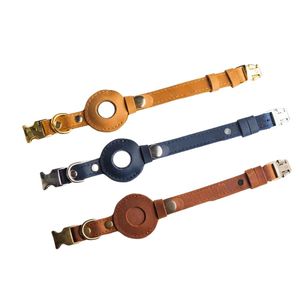 Custom Luxury Genuine Leather <strong>Cat</strong> <strong>Collar</strong> with Rivet Decoration Soft &amp; Durable AirTag Holder - Product Image 1