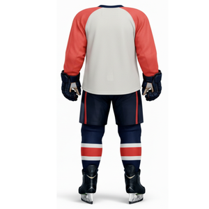ชุดยูนิฟอร์มฮอกกี้น้ำแข็งสีแดงขาวระบายอากาศได้ดี - ออกแบบโลโก้ของคุณเอง ชุดกีฬาแขนเสื้อแบบแร็กแลน แห้งเร็ว เหมาะสำหรับการฝึกซ้อม - Product Image 2