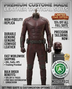 แจ็คเก็ตหนังแท้สไตล์ทหาร แรงบันดาลใจจากภาพยนตร์ Daredevil สำหรับผู้ใหญ่ ทั้งชายและหญิง - Product Image 5