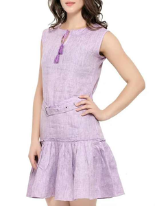 Robe Maxi ajustée et évasée en mélange de lin élégant la plus vendue pour les femmes vêtements de fête solides avec un design de glissement maintenant en taille XL - Product Image 5