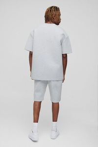 2025 produit tendance ensembles de shorts et de t-shirts 100% coton Logo personnalisé surdimensionné tenue décontracté ensemble double pour hommes - Product Image 2