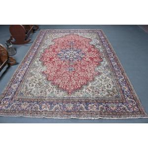 Grand tapis vintage, tapis turc 6,7x10,3 pieds, tapis en laine rouge - Product Image 1