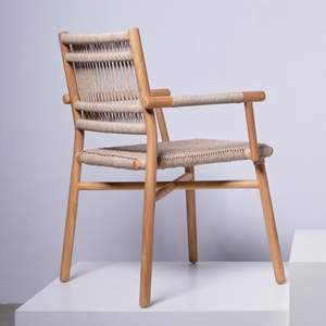 Chaise de salle à manger Verano en teck massif de haute qualité avec corde tressée, idéale pour l'intérieur et l'extérieur - Product Image 5