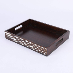 Venta mejor venta al por mayor de bandejas de madera Set Rectangular y forma cuadrada de mango macizo bandeja de servicio de madera para vendedores en línea MOQ bajo - Product Image 2