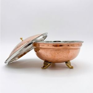 Turco hecho a mano Defne cobre martillado a mano azucarero especias hierba contenedor con tapa y mango de latón estilo otomano - Product Image 2
