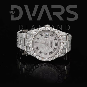 นาฬิกาฮิปฮอปอะนาล็อกอัตโนมัติทำจากสแตนเลสหรูหราปรับแต่งได้เพชร VVS Moissanite กลไกใช้ได้ทั้งชายและหญิงพร้อมหน้าปัดกระจก - Product Image 4