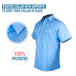 Camisa de vuelo de ajuste informal Cuello plegable Bolsillos dobles en el pecho Costura reforzada 100% Algodón Bolsillos dobles en el pecho reforzados - Product Image 4