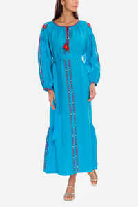 Vente chaude Vintage broderie ukrainienne longue robe pour femmes grande taille vêtements avec manches tissé vêtements pour femmes en gros - Product Image 3