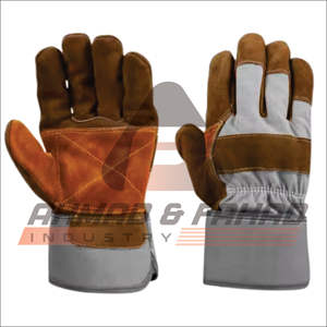 Canadian Rigger Workmen <b>Gloves</b> Heavy Duty Industrial <b>Safety</b> Hand Protection Reinforced Cowhide Split Leather Comfortable Cotton - Product Image 5