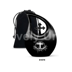 Venta caliente Hermosa cruz lágrima gota católica cremación adulto urna para cenizas humanas con bolsa de terciopelo gratis - Product Image 5