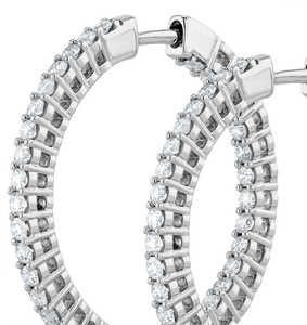 Boucles d'oreilles en or blanc 18 carats avec diamants de laboratoire taille brillant EF VS, clous à pression solitaire 2,4 carats 80 mm 4G, bijoux de mariage - Product Image 2