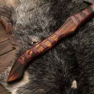 Hacha Vikinga de Acero con Alto Contenido de Carbono, Hecha a Mano, de Grado Industrial, para Caza, Corte, Supervivencia, Aire Libre, para Acampar, con Funda - Product Image 4