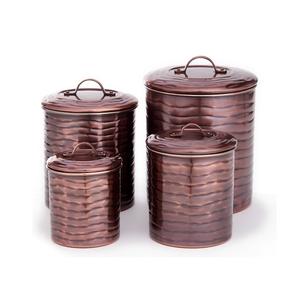 Hammered Copper Classic Design <b>Set</b> of Four <b>Tea</b> Canister <b>Set</b> Kitchen <b>Tea</b> Coffee Sugar <b>Set</b> of 4 Canister Best Price - Product Image 5